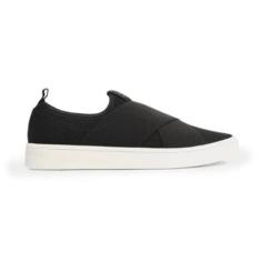 Tênis Feminino Slip On Preto Tecido Elásticos-Feminino