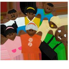 Kit Fantoche Família Terapeutica Preta 7 Peças Feltro - Brinque E Leia