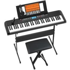 Teclado de piano portátil JIKADA de 61 teclas com LCD 300 timbres