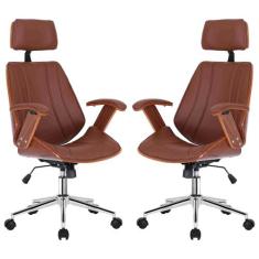 Kit 2 Cadeiras de Escritório Juliette Presidente Giratória Marrom G24 
