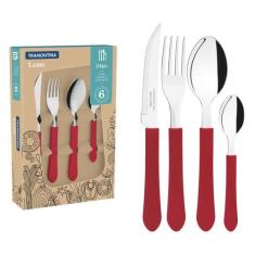 Faqueiro Inox 24Pc Leme Vermelho Tramontina
