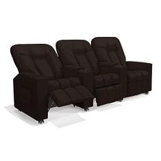 Poltrona Reclinável 3 lugares para Sala de Cinema Pequim PU Marrom - Gran Belo