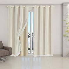 Cortina Blackout PVC com Tecido Voil 2,80 m x 2,80 m Bege