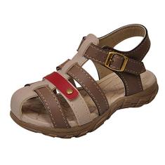 Sandália Papete Infantil Menino Bicolor Tiras Caramelo