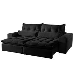 Sofá 2 Lugares Retrátil E Reclinável Máximo 2.10M Veludo Preto Preto