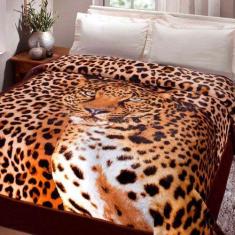 Cobertor Jolitex Casal Kyor Plus 1,80x2,20m Leopardo, Marrom, Casal