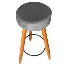 Kit 07 Banqueta Alta Flora Pés Palito em Madeira Caramelo para  Bar Bi