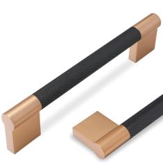 POVEFONK Pacote com 10 alças de armário serrilhadas - ferragens de armário de cozinha de cobre champanhe e preto de 12,7 cm