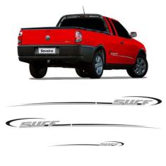 Kit Adesivo Faixa Lateral Saveiro Parati Surf Prata Preto 08 - SPORTIN