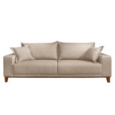 Sofá Fixo Argos 3 Lugares Luxo 2,40 M Castellar Móbile Linho Bege Claro