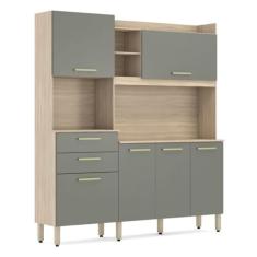 Cozinha Compacta Select 6 Portas e 2 Gavetas Avena/menta - Demóbile