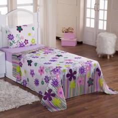 Jogo De Cama Lençol Solteiro Alegria 2 Peças Gardem Lilás 100% Poliéster