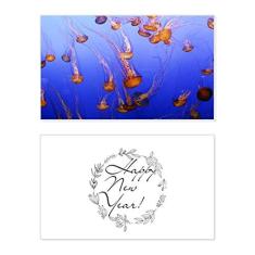 Ocean Jellyfish Science Nature Picture New Year Festival Cartão de felicitações Bless Message Present