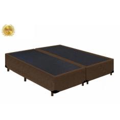 Base Box King Bipartido Belos Sonhos Suede Marrom 40x193x203