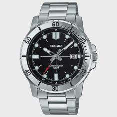 Relógio casio masculino preto prata MTP-VD01D-1EVUDF
