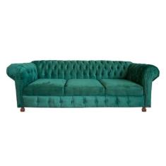 Sofá Chesterfield Luiz XV 2,30 Suede Verde Musgo sala de estar/recepçã