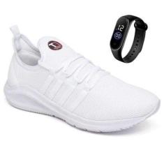 Tênis Esportivo Para Academia Caminhada Corrida Confortável Unissex + Relógio-Unissex