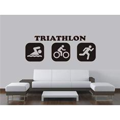 Adesivo De Parede Decorativo Triathlon Esporte tamanho 100cm x 40cm