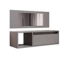 Penteadeira Camarin Suspenso Espelho 1G Nicho Quarto Mayumi 90cm Grafite M12 - D`Rossi