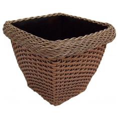 Vaso Planta Fibra Sintética Quadrado 30 X 35 X 20 Café