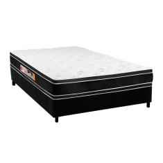 Cama Box Casal: Colchão Espuma Castor D33 Black e White Double Face + Base crc Suede Black(138x188)