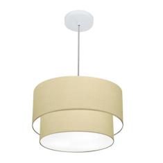 Lustres Pendentes Duplo Cilíndrico Vivare Md-4354 Cúpula em Tecido 45x40cm - Bivolt