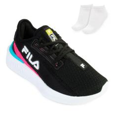 Tenis Fila Start, Feminino, Preto/Rosa Flúor/Limão, 34