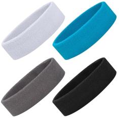 ONUPGO Pacote com 4 faixas de cabelo esportivas para homens e mulheres, faixa de algodão felpudo faixa de suor para tênis, basquete, futebol, academia, malhar - elasticidade que absorve a umidade