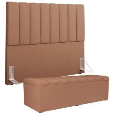 Kit Cabeceira Cama Box Casal King 195cm com Calçadeira Baú Dália W01 L
