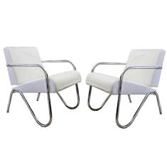 Kit 2 Poltronas Decorativas Branca Braços de Metal GM