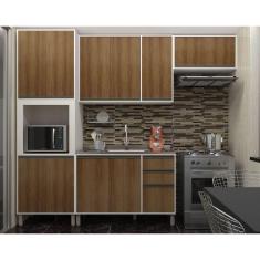 Cozinha Completa Modulada 4 Peças com Nicho Microondas, Armários e Balcões Linea Luciane Móveis