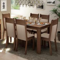 Conjunto Sala de Jantar Madesa Jaíne Mesa Tampo de Madeira com 6 Cadei