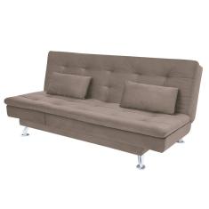 Sofá-cama Com Chaise 188cm Linoforte Rayssa Suede Veludo Bege