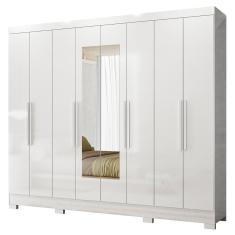 Guarda Roupa Casal Diplomata 8 Portas Branco Com Espelho - Moval Branco
