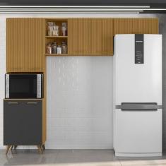 Armario De Cozinha Olinda Com 7 Portas Freijo Uv/ripado/grafite Acet Freijo