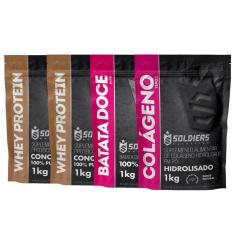 Kit: Whey Protein Concentrado 2Kg + Batata Doce Em Pó 1Kg + Colágeno Hidrolisado 1Kg - 100% Importad-Unissex