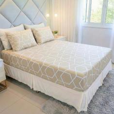 Jogo de Lençol Queen 3 Peças Estampado Malha 100% Algodão COZZILAR - T