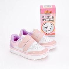 Tênis Infantil Menina Kidy Happy Calce Fácil Com Surpresa Branco Rosa-Feminino