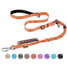 AUBELL Coleira tática para cães, resistente, de 1,2 a 1,8 m, sem puxão, para cães pequenos, com alça dupla acolchoada confortável e fivela de cinto de segurança de carro, coleira refletiva ajustável e