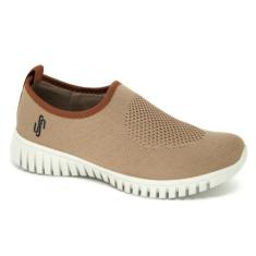Tênis Feminino Usaflex Tricot Calce Fácil AE2208, Caramelo, 35