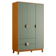 Guarda Roupa Solteiro 3 Portas 2 Gavetas 120cm Ipê Cinamomo/sálvia - Albatroz
