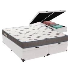 Cama Box Queen Com Bau Ortobom D33 Light Bege Branco
