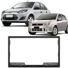 Moldura 2 Din Fiesta Hatch Sedan 2005 à 2012 Preta Painel Central Mult