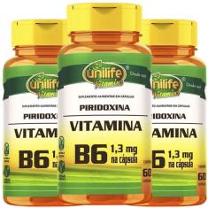 Vitamina B6 Piridoxina Vegana 60 Caps 500Mg Kit Com 3Un