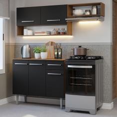 Armário De Cozinha Compacta 165cm Emilly Madesa 07 Rustic/preto