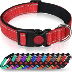 Coleira de cachorro Taglory Reflective Nylon para cães grandes, vermelha