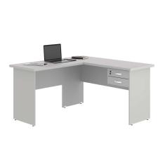 Mesa Em L Com Gaveteiro Carper Cinza