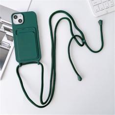 Capa de telefone com alça crossbody para iPhone 15 14 13 12 11 Pro Max SE X XR XS Max 7 8 Plus Capa de silicone líquido, DG, para iPhone 15Pro Max