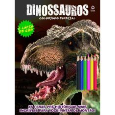 Livro para Colorir Dinossauros com Lápis de Cor