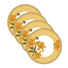 Sousplat Flores Amarelo - NSW, 4 Peças, Sem base